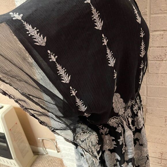 MPH Flowy Blouse Boho Black White Small - Picture 6 of 11